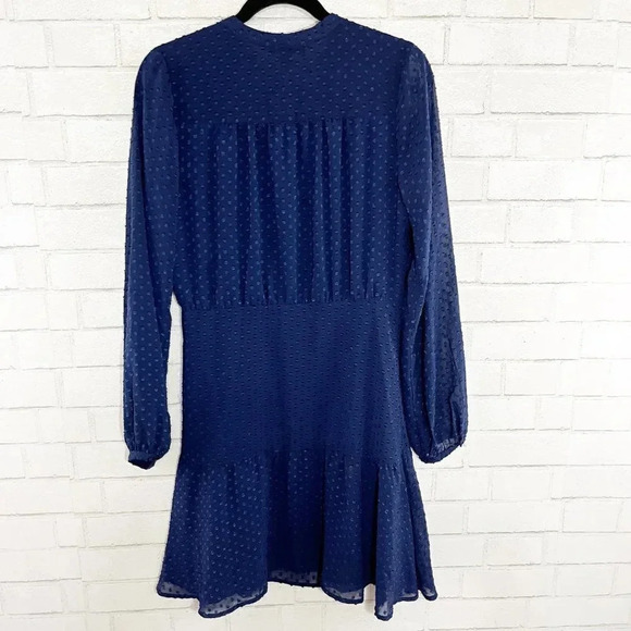Yumi Kim Navy Blue Swiss Dot Drop Waist Valencia Dress Women's Size Medium NWT - Picture 4 of 9